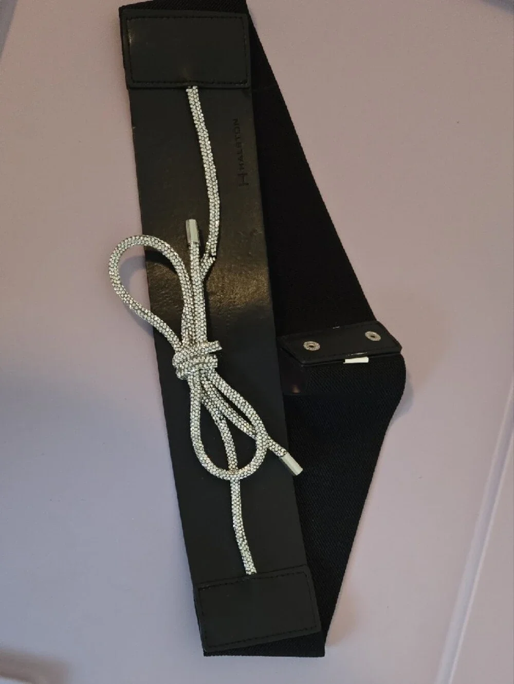 Black Stretch Belt with Silver Rope Accent